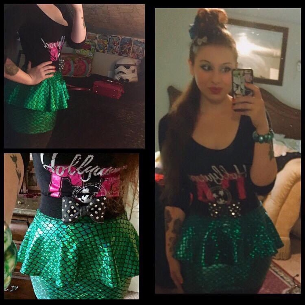Mermaid scale peplum mini skirt